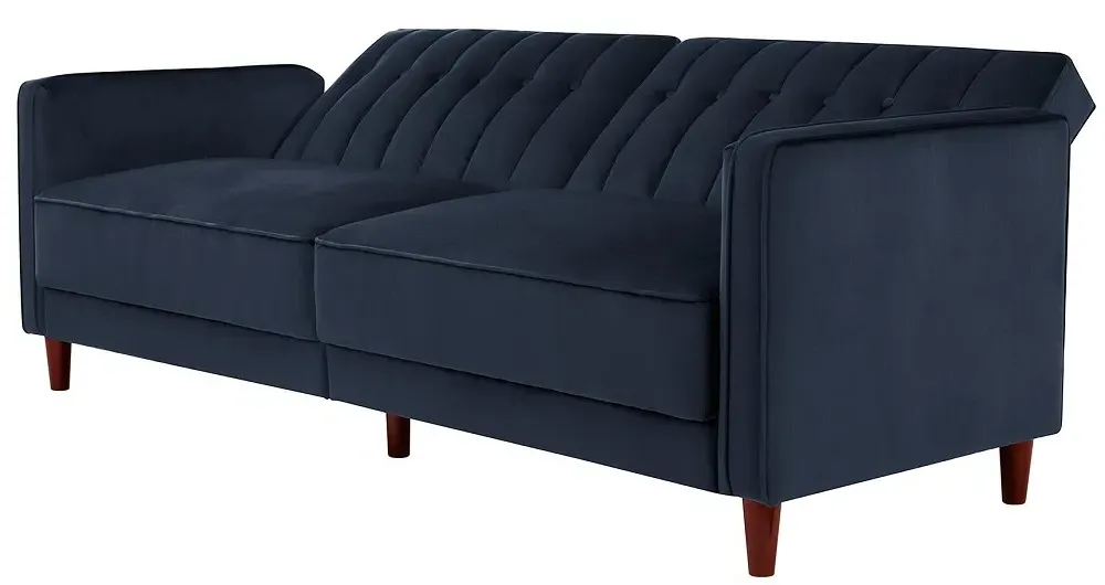 Pinto Tufted 2-Seater Sofa Bed - Blue, Velvet