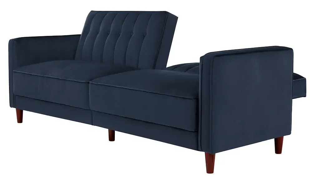 Pinto Tufted 2-Seater Sofa Bed - Blue, Velvet