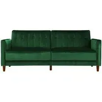 Pinto Tufted 2-Seater Sofa Bed - Green, Velvet