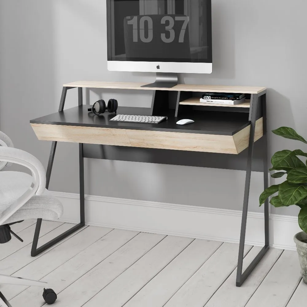 Salem Home Office Desk - Oak, Black