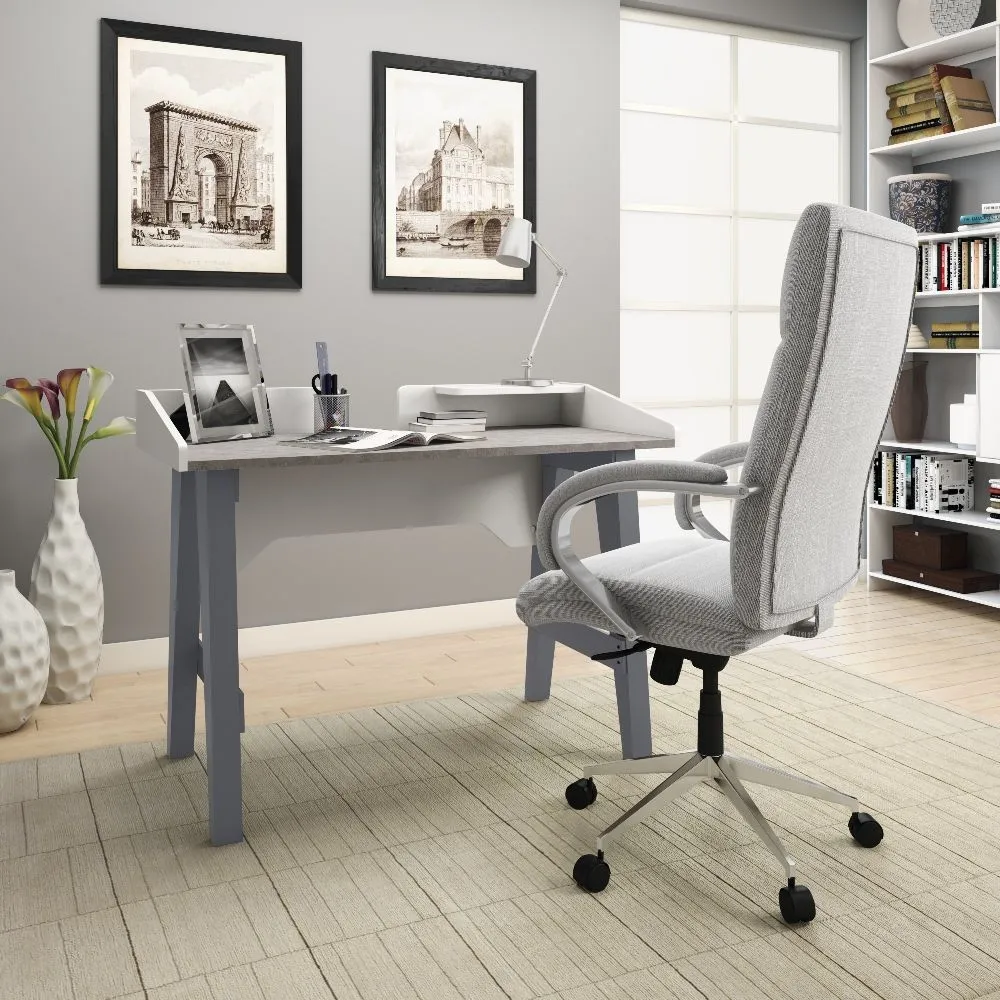 Thayer Writing Desk - Grey, Marble Effect