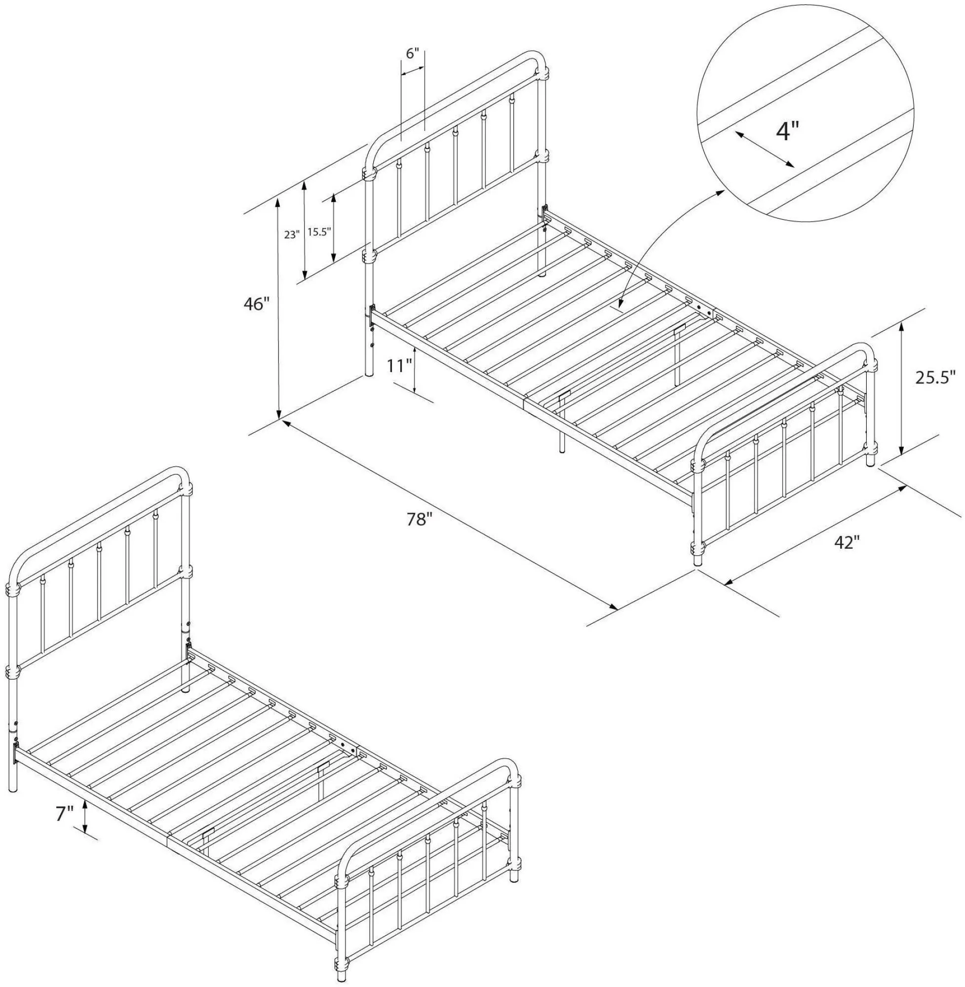 Wasco Metal Bed Frame - Bronze
