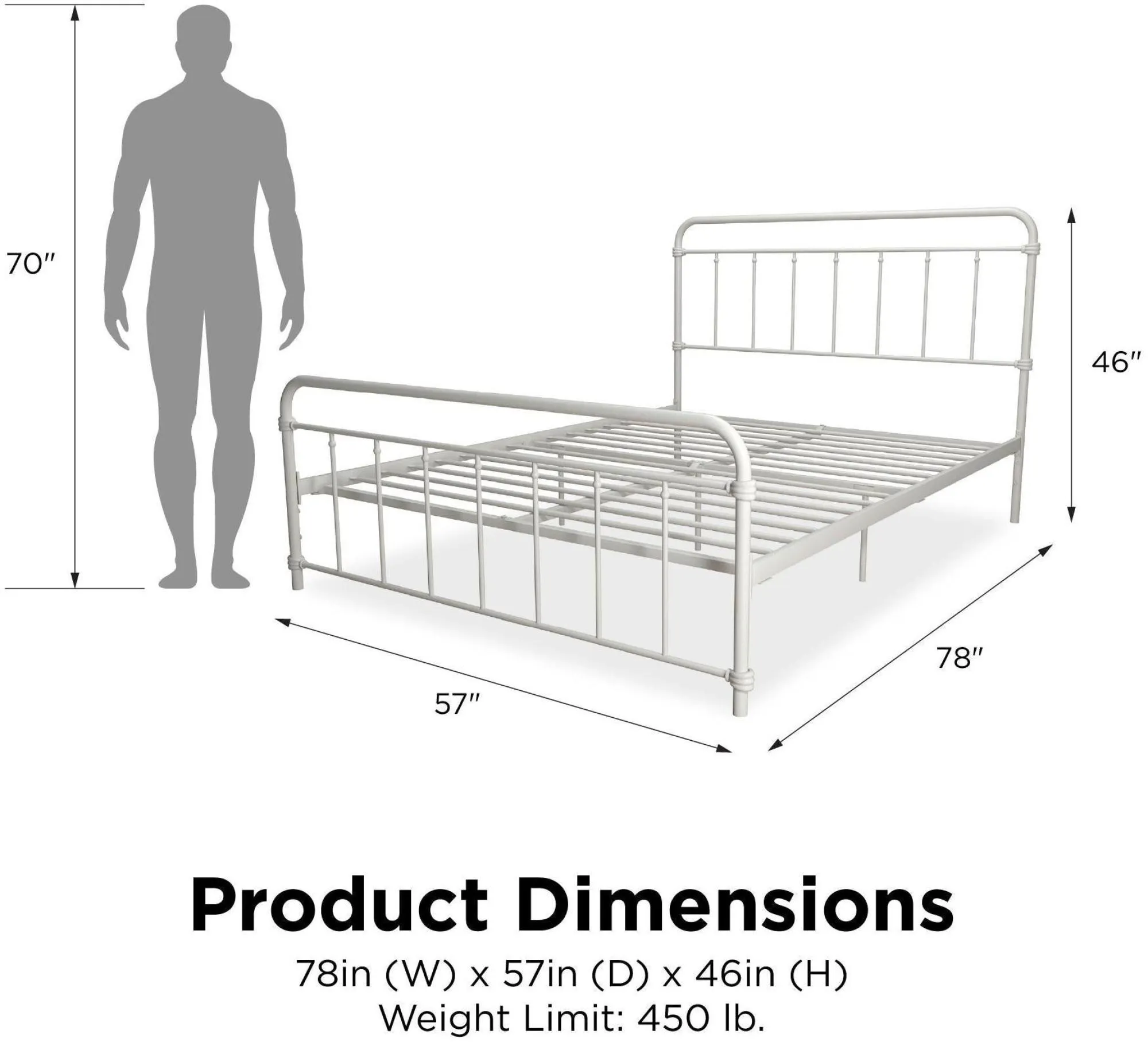 Wasco Metal Bed Frame - White