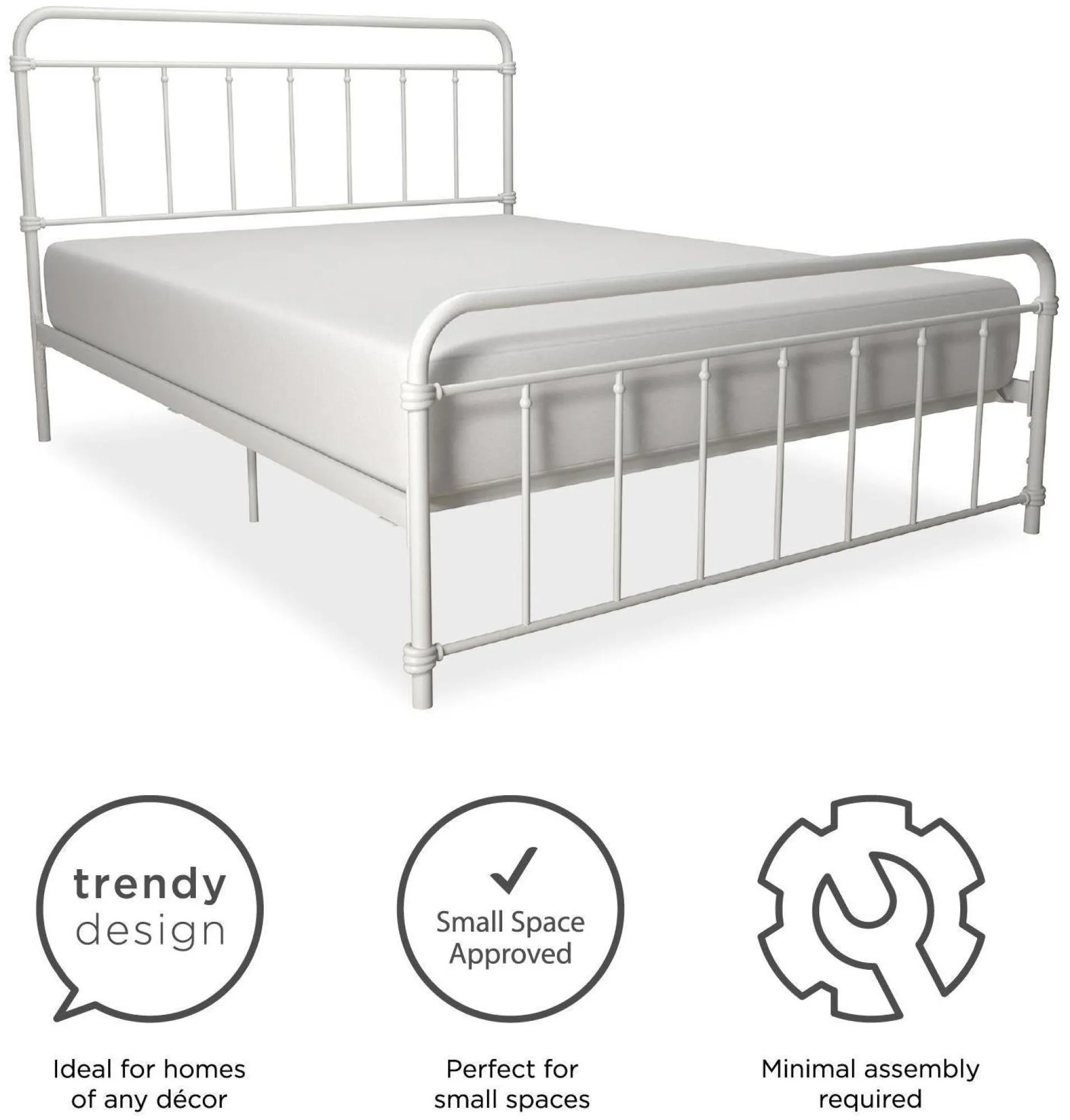 Wasco Metal Bed Frame - White
