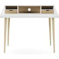 Yeovil Writing Desk - White, Light Oak