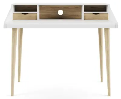 Yeovil Writing Desk - White, Light Oak image