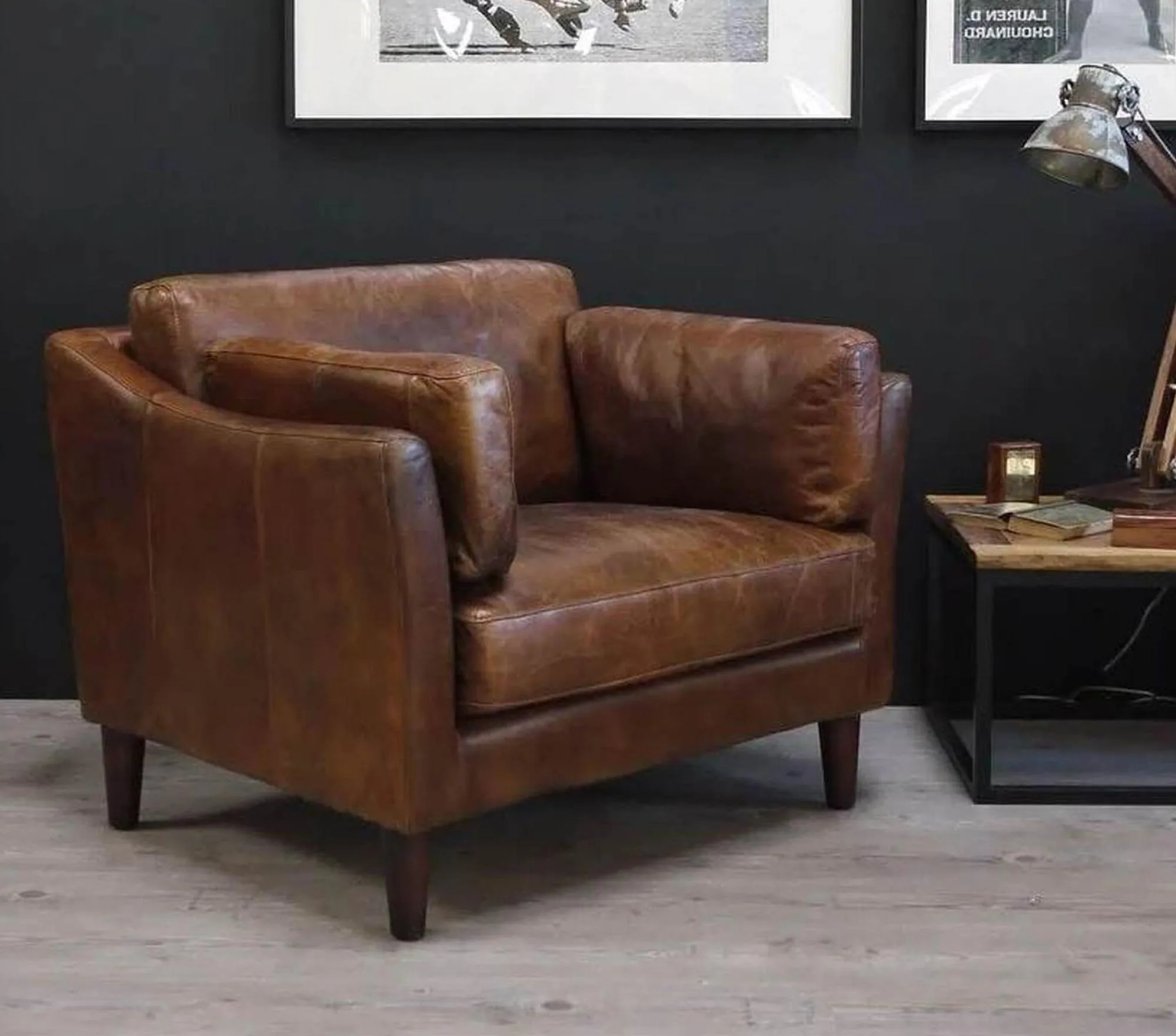 Adina Armchair - Brown, Leather