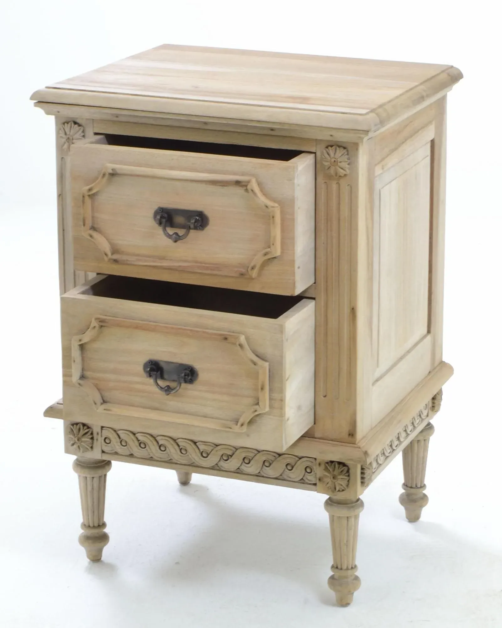 Alhambra 2 Drawer Bedside Cabinet - Rustic, Mahogany