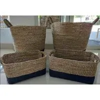 Darlington Set of 4 Tapered Seagrass Baskets - Black