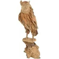 Large Owl on Stand - Brown