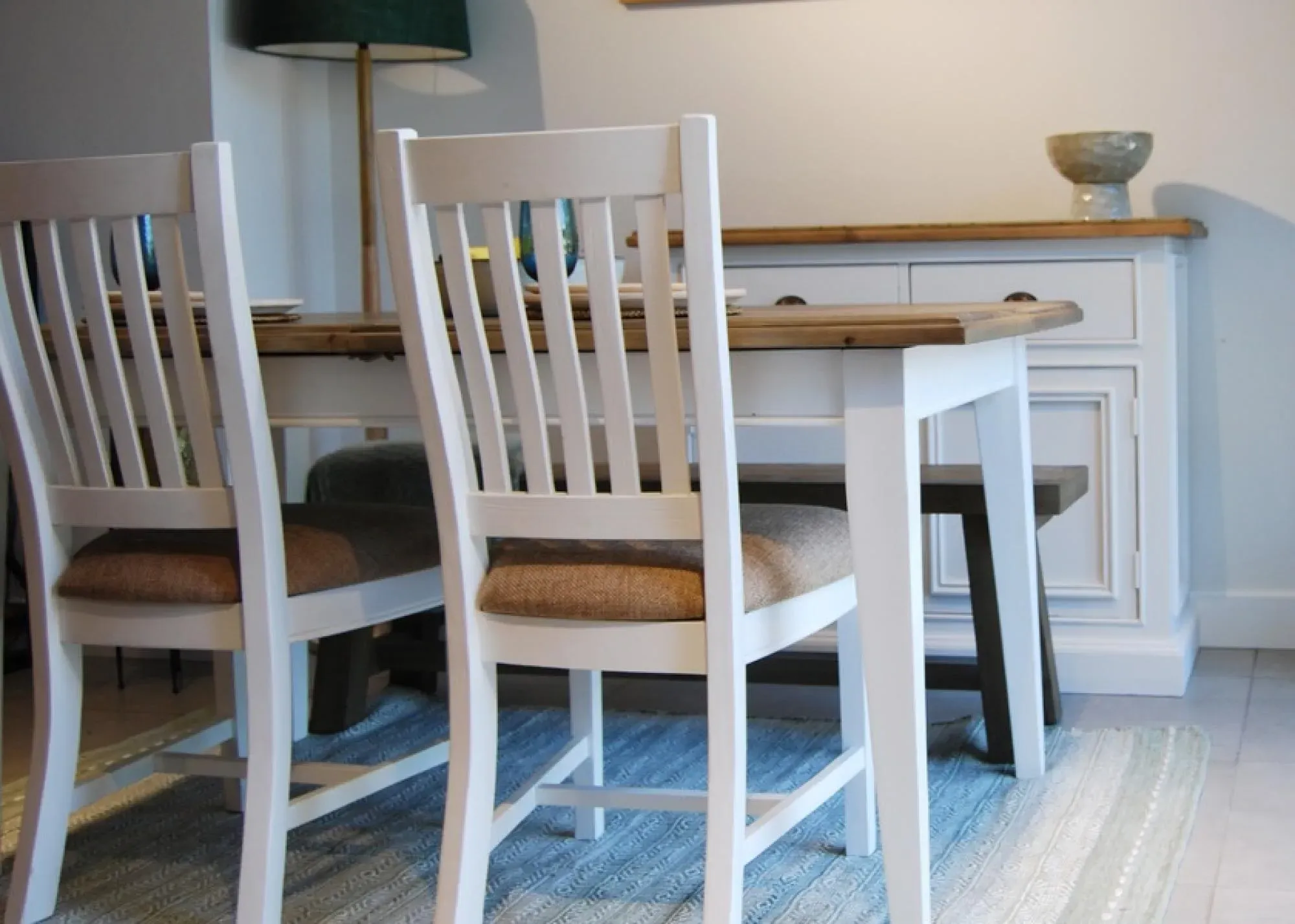 Lulworth Extending Dining Table - White, Reclaimed Pine