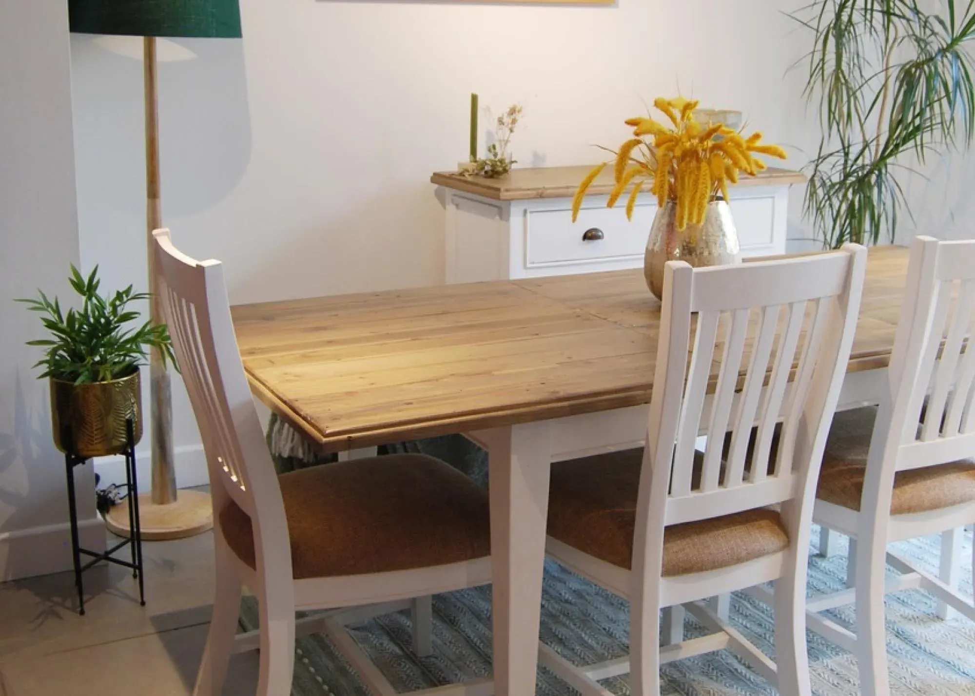 Lulworth Extending Dining Table - White, Reclaimed Pine