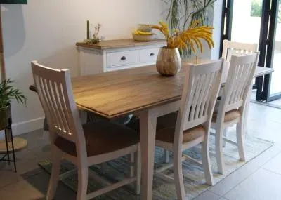 Lulworth Extending Dining Table - White, Reclaimed Pine image