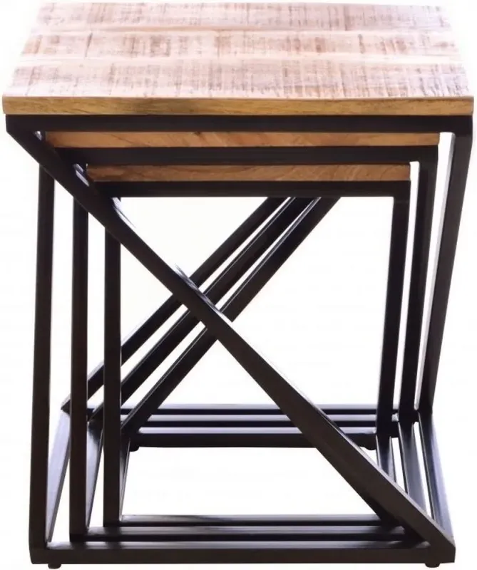 Old Empire Angled Nest of Tables - Brown, Mango Wood