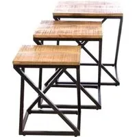 Old Empire Angled Nest of Tables - Brown, Mango Wood