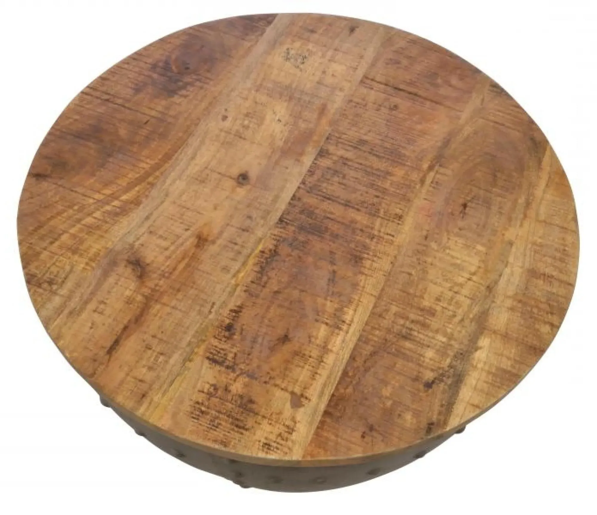 Old Empire Round Coffee Table with Storage - Mango Wood