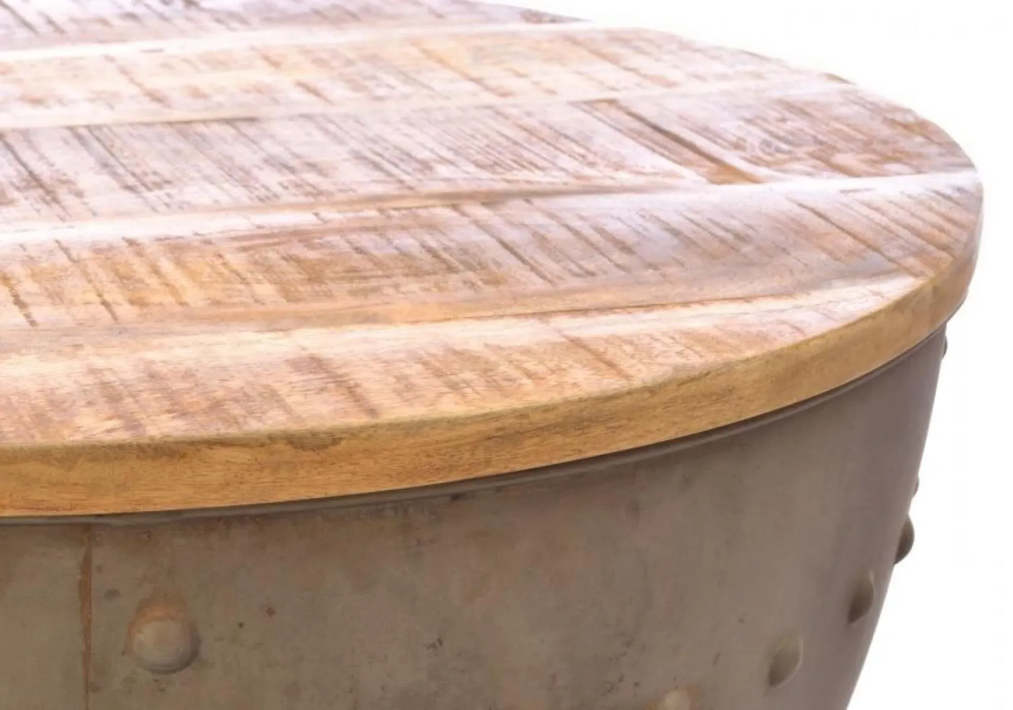 Old Empire Round Coffee Table with Storage - Mango Wood