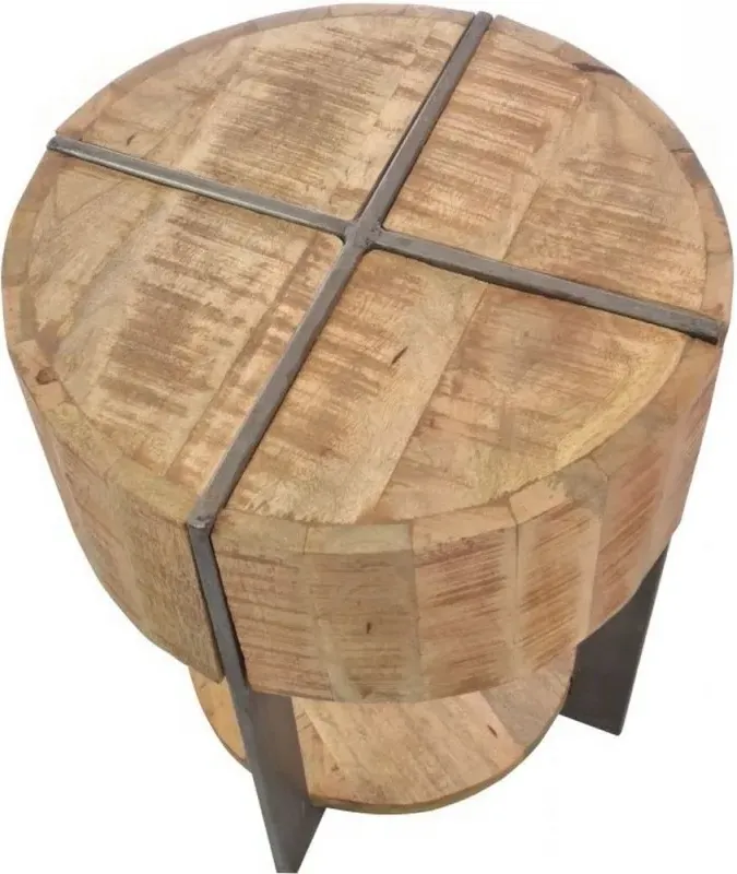 Old Empire Round Lamp Table - Brown, Mango Wood