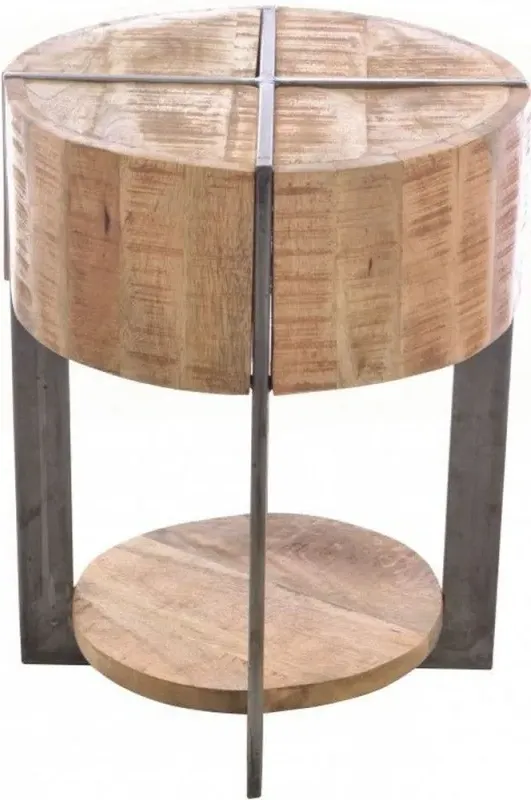 Old Empire Round Lamp Table - Brown, Mango Wood