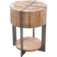 Old Empire Round Lamp Table - Brown, Mango Wood