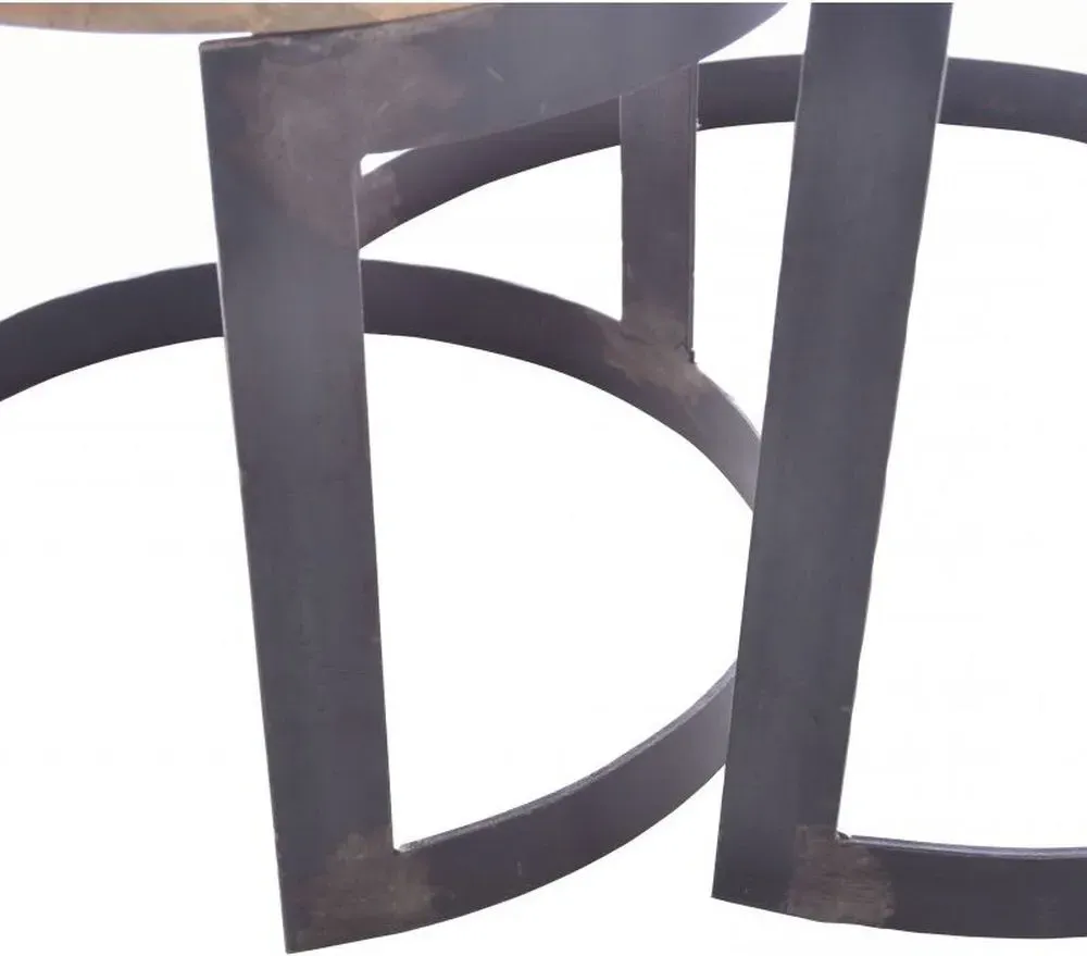 Old Empire Round Nest of Tables - Brown, Mango Wood