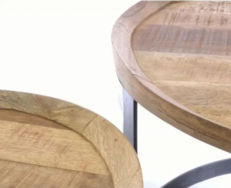 Old Empire Round Nest of Tables - Brown, Mango Wood