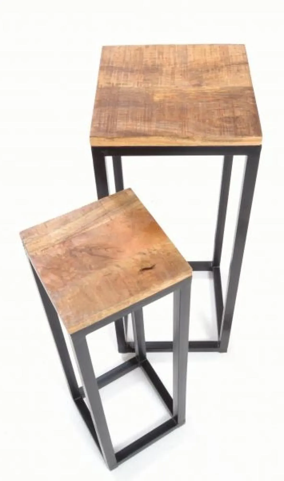 Old Empire Set of 2 Side Tables - Mango Wood