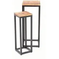 Old Empire Set of 2 Side Tables - Mango Wood