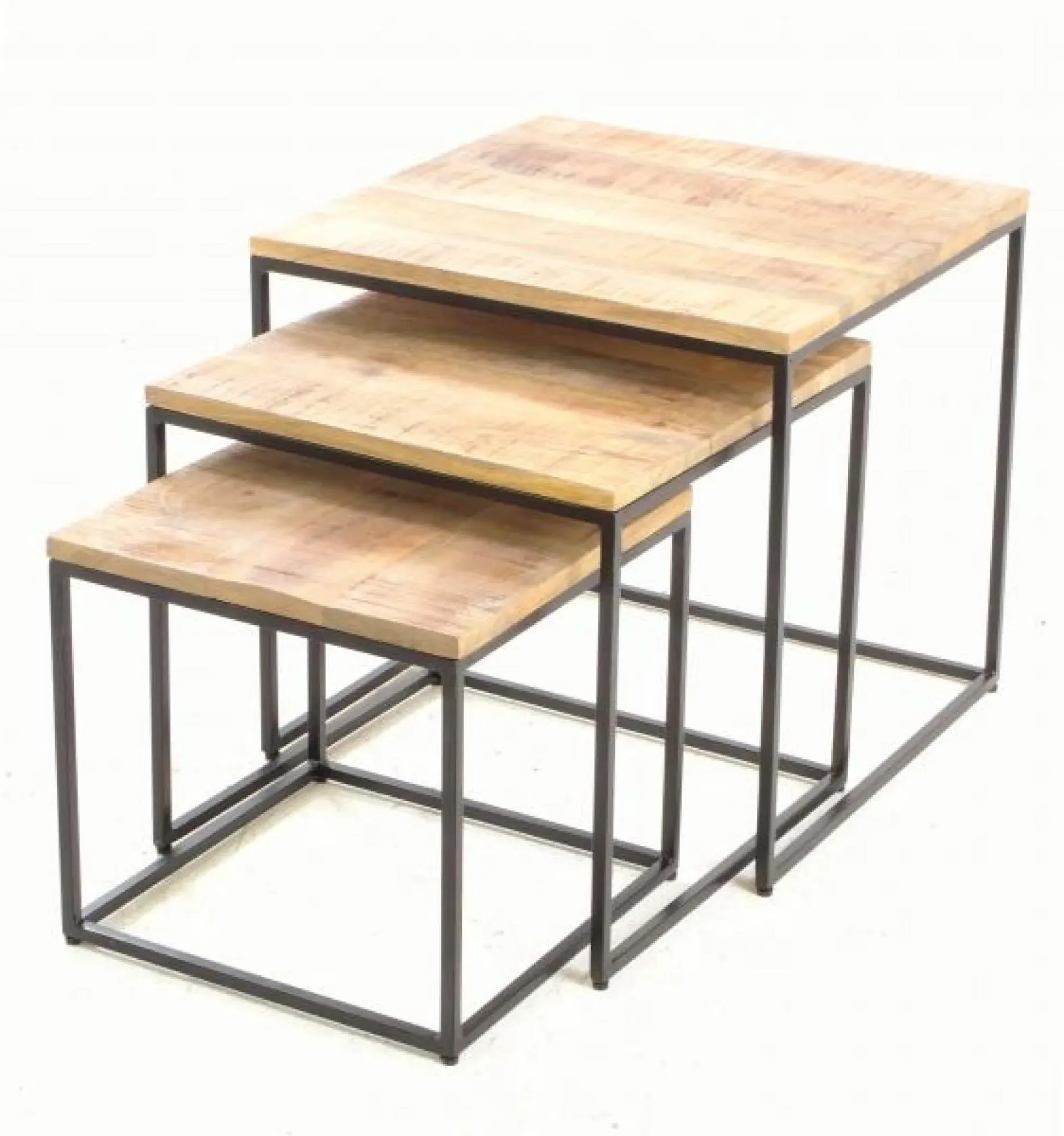 Old Empire Square Nest of 3 Tables - Mango Wood