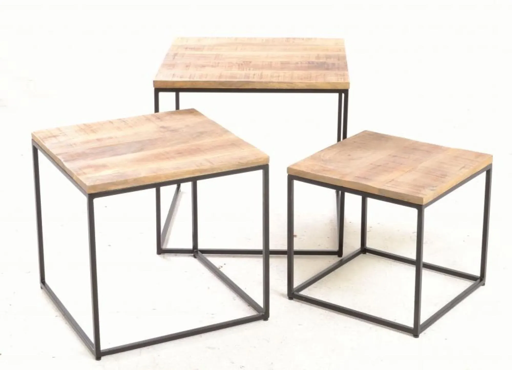 Old Empire Square Nest of 3 Tables - Mango Wood