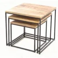 Old Empire Square Nest of 3 Tables - Mango Wood