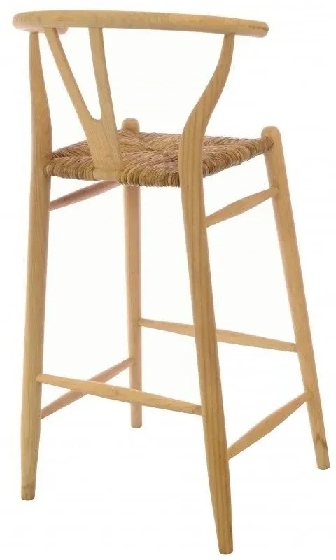 Shoreditch Barstool with Rush Seat - Brown, Wood