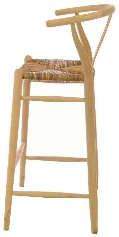 Shoreditch Barstool with Rush Seat - Brown, Wood