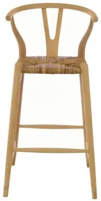 Shoreditch Barstool with Rush Seat - Brown, Wood