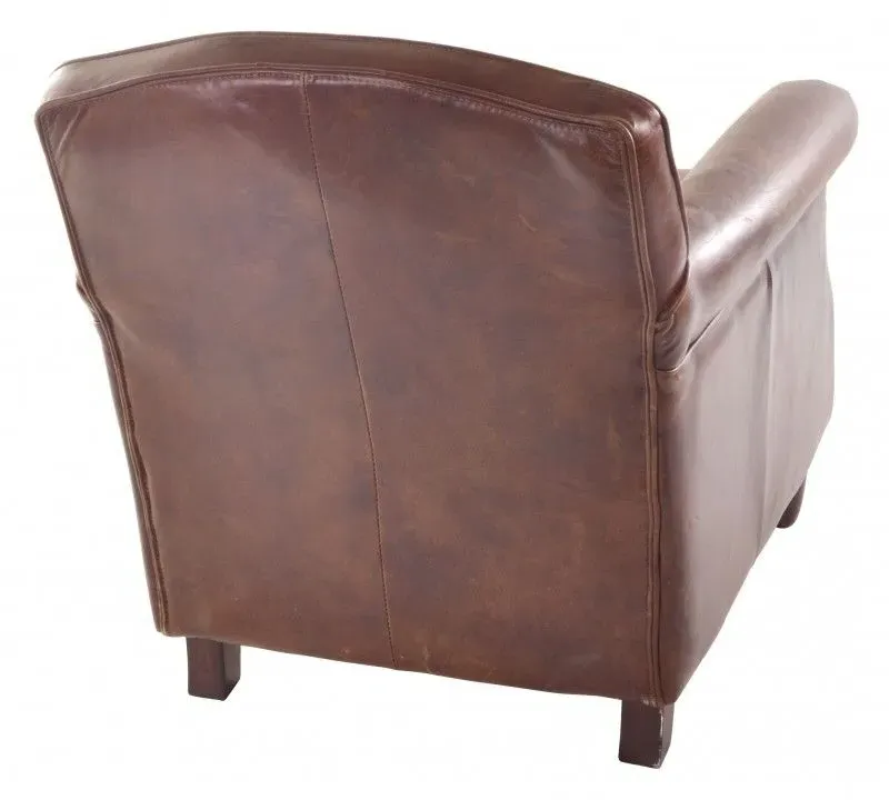 Studded Front Armchair - Brown, Leather