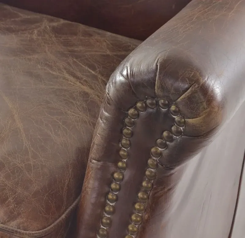 Studded Front Armchair - Brown, Leather