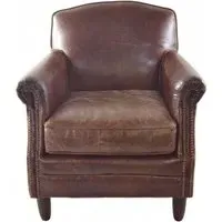 Studded Front Armchair - Brown, Leather