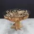 Tree Root Round Dining Table with Glass Top - Brown