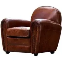 Valdosta Art Deco Armchair - Brown, Leather
