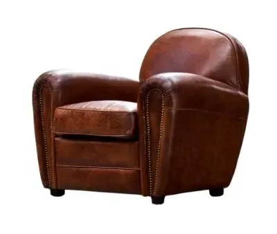 Valdosta Art Deco Armchair - Brown, Leather image