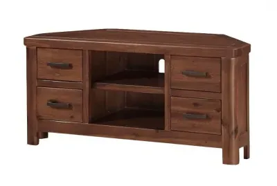 Andorra Corner TV Unit with Storage - Dark Acacia