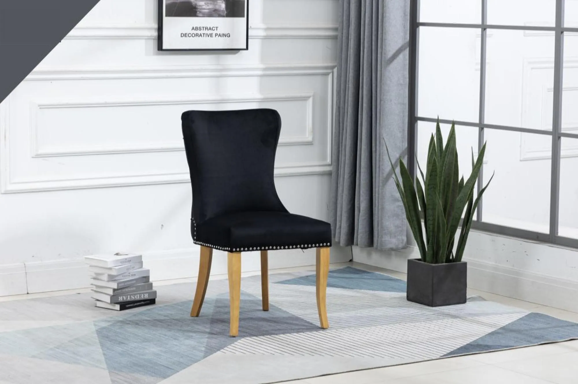 Ashley Dining Chair Set of 2 - Black, Velvet