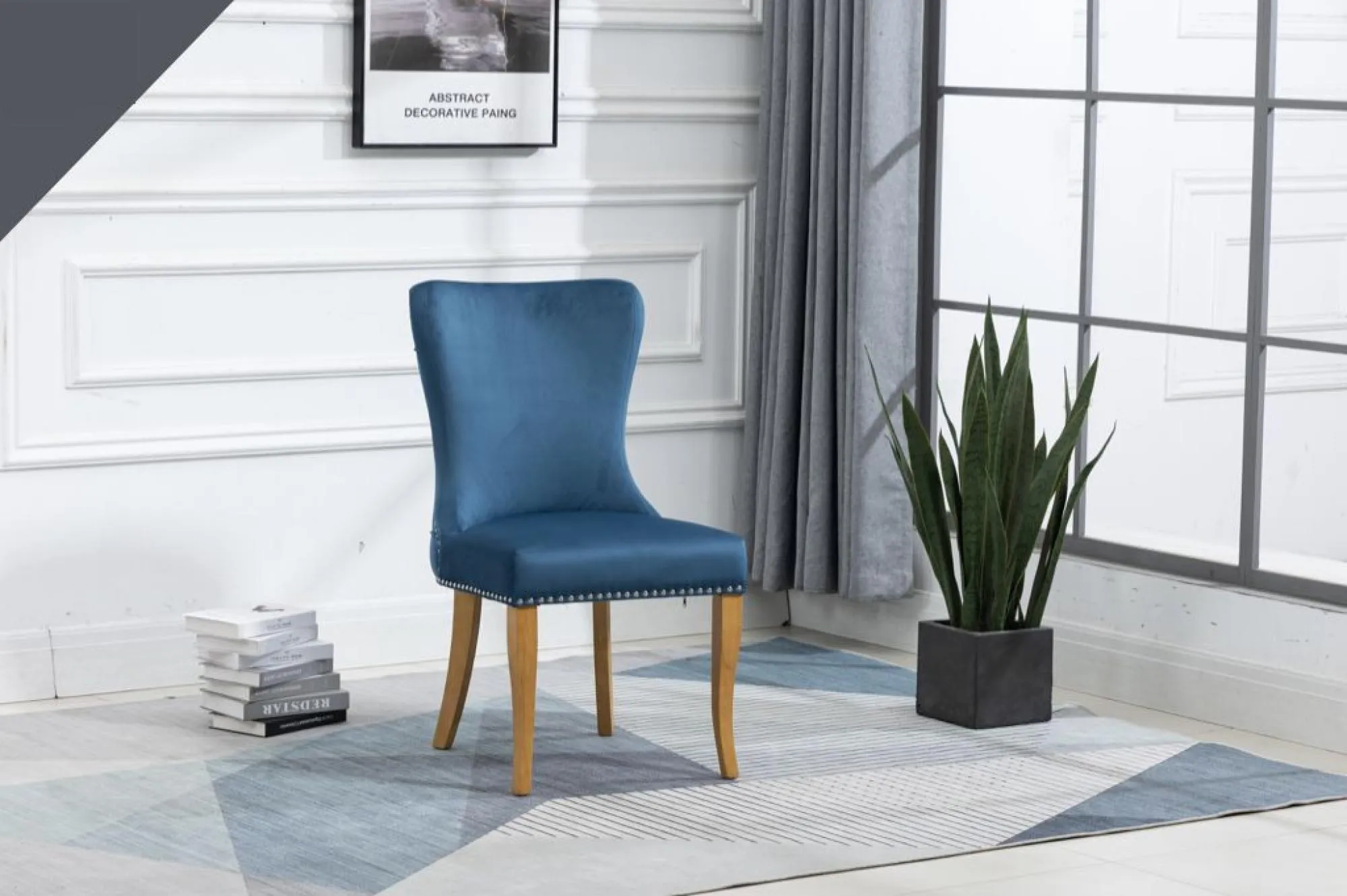 Ashley Dining Chair Set of 2 - Blue, Velvet
