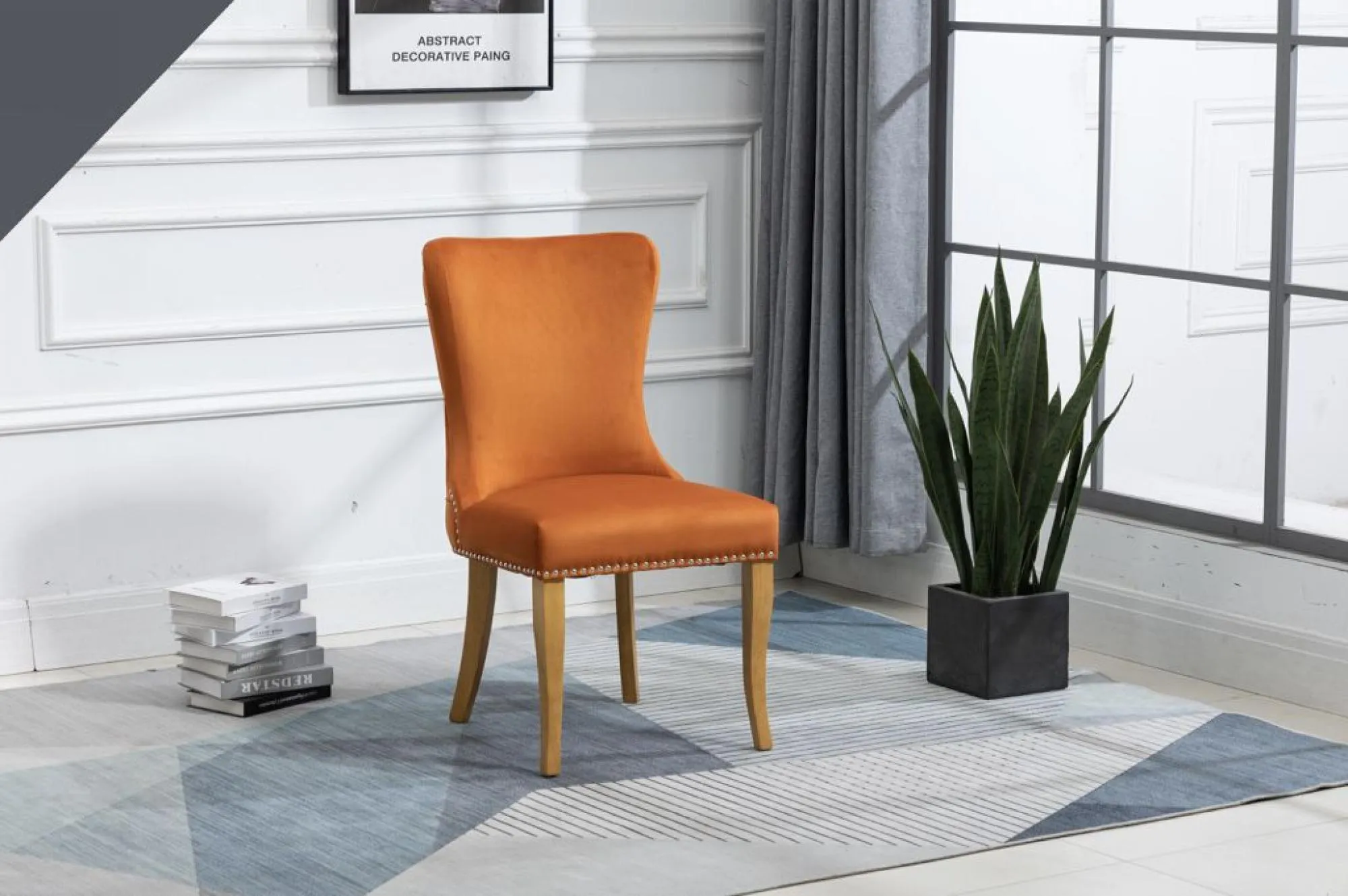 Ashley Dining Chair Set of 2 - Orange, Velvet