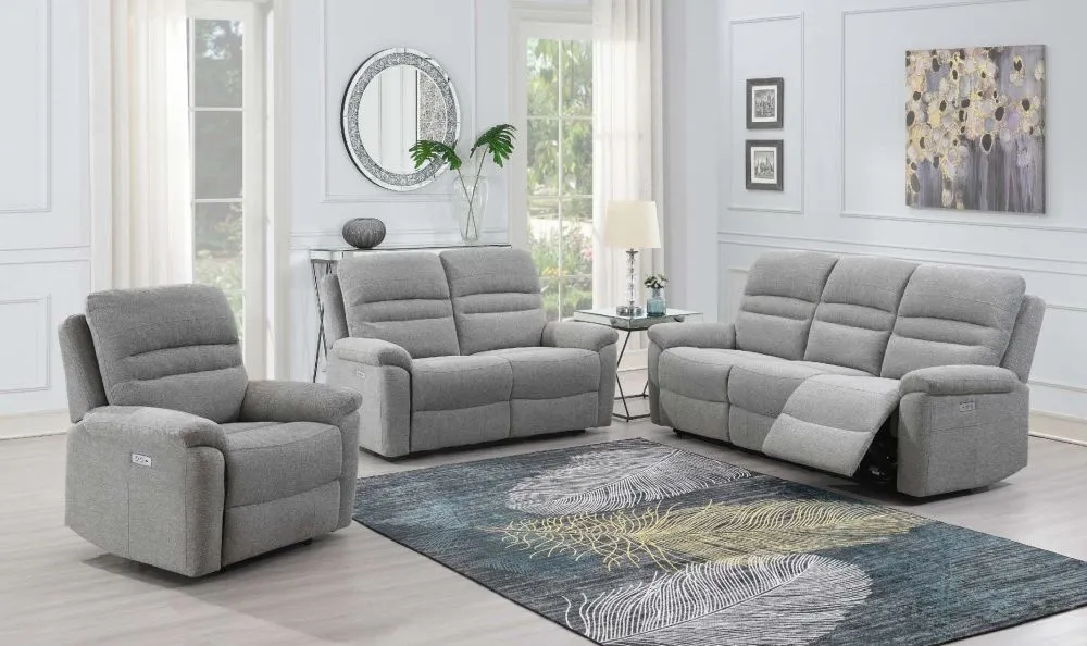 Belford 3-Seater Recliner Sofa - Grey, Fabric