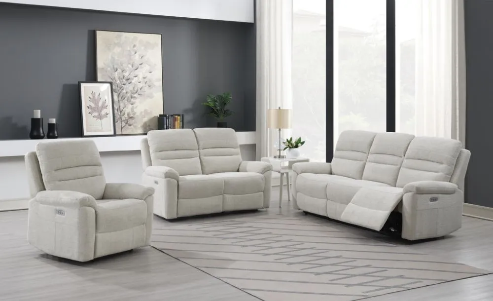 Belford 3-Seater Recliner Sofa Suite - Beige, Fabric