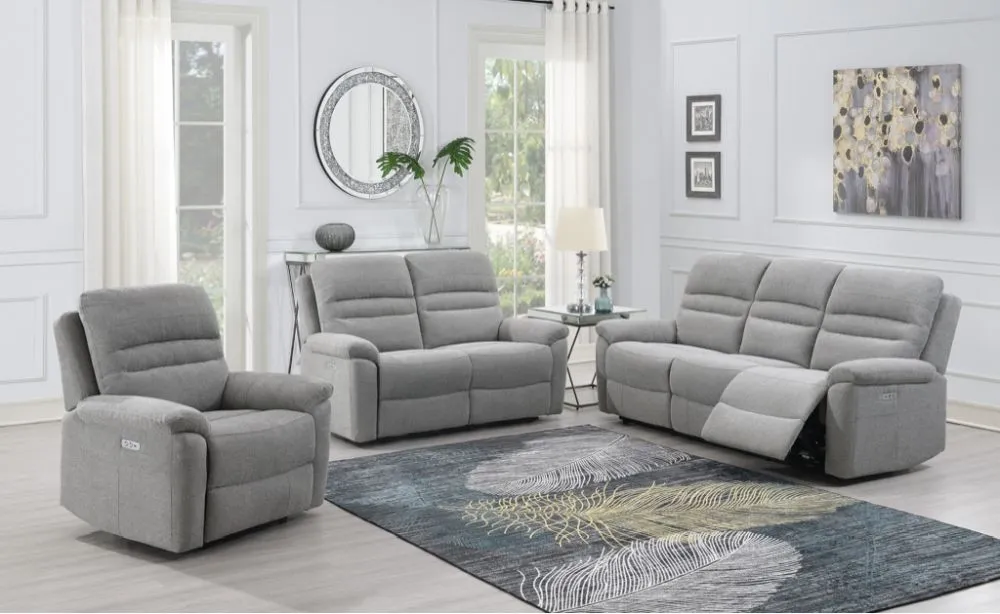 Belford 3+2 Recliner Sofa Suite - Grey, Fabric