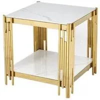 Belini End Table - White, Sintered Stone
