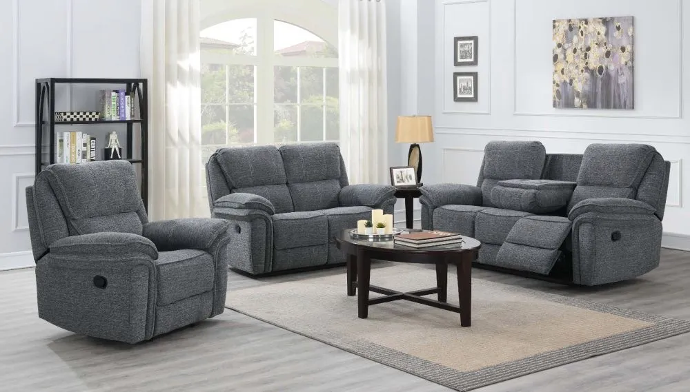 Belmont 3-Seater Recliner Sofa - Grey, Fabric