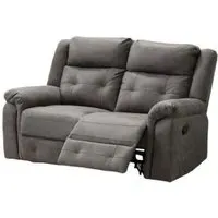 Berkeley 2-Seater Recliner Sofa - Dark Grey, Leather Look Fabric